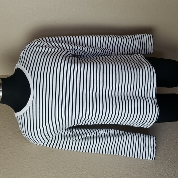 Elizabeth and James Black White Striped Sweatshirt - Picture 1 of 7